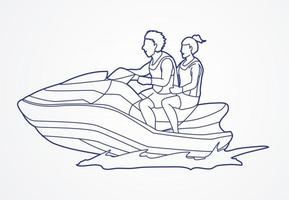 Couple Riding Jet Ski vector