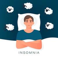insomnio causa de problemas mentales vector