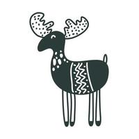 Cute nursery hand drawn deer elk in scandinavian style Childish print for nursery kids apparel poster postcard Vector Illustration scandi style coloring book drawing for coloring doodle animal