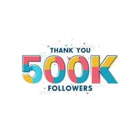 gracias 500k seguidores tarjeta de felicitación de celebración para 500000 seguidores sociales vector