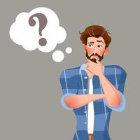 Man is thinking Question mark Vector illustration in cartoon style