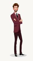 Hombre en traje de negocios elegante joven empresario de dibujos animados en traje ilustración vectorial vector