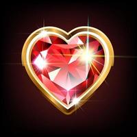 Bright ruby in the shape of a heart vector