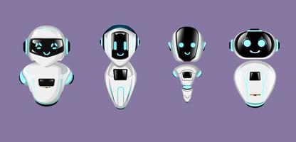 Cute 3d chat bot characters set Vector illustration