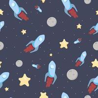 Seamless pattern with rockets and stars vector