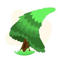 Big tree pine Cute tree in cartoon style vector