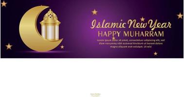 Islamic new year happy muharram celebration banner vector