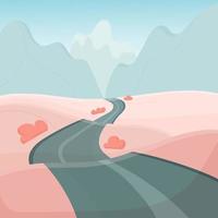 Spring road to the mountains Car travel concept vector