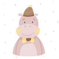 Hippopotamus in a sleeping cap vector