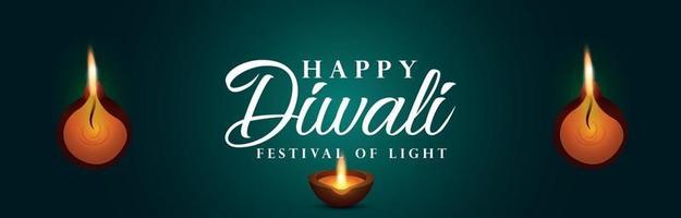 Happy diwali the festival of light celebration banner vector