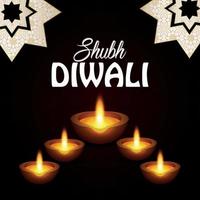 Shubh diwali celebration background with diwali oil lamp on creative background vector
