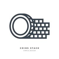 Coins stack thin line icon vector