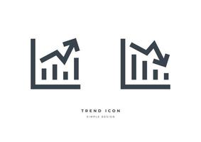 Icono de gráfico de tendencia del mercado empresarial aislado sobre fondo blanco. vector