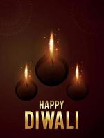 Happy diwali celebration flyer with creative diya vector