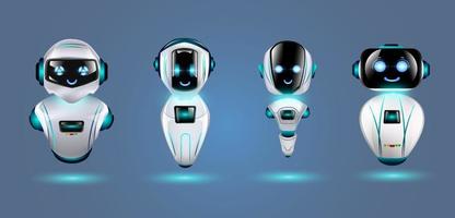 Cute 3d chat bot characters set Vector illustration