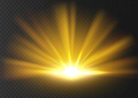 Explosión de brillo de oro de luz brillante de oro abstracto aislado sobre fondo transparente ilustración de vector de estrella de luz dorada brillante y brillante