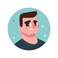 man character avatar in cartoon flat style round icon vector