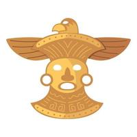 ornamento de pájaro del tesoro tribal étnico azteca de oro vector