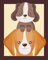 portrait of cute little dogs animals cartoon vector