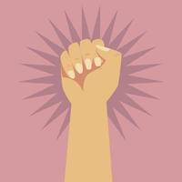 womens day female hand up in cartoon style vector