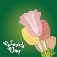 womens day flowers tulip leaf floral cartoon card vector