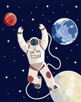 space spaceman moon earth planet explore universe galaxy vector