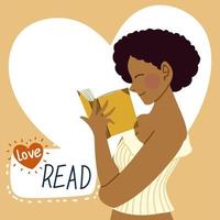 afro american woman reading book love read vector