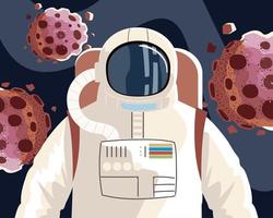 space explorer cosmonaut or astronaut in spacesuit with asteroids vector