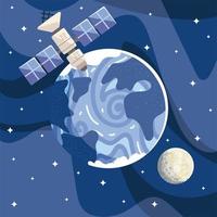 universe explore scientific research satellite in space vector