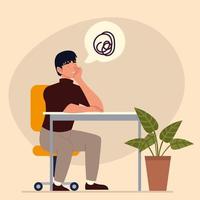 man thinking procrastination vector