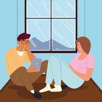 procrastination couple resting vector