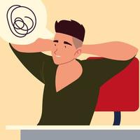 man pensive procrastination vector