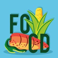 food lettering vegetables vector