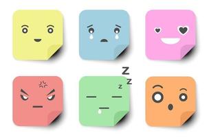 Expression faces on sticky notes  Flat and pastel color  Vector