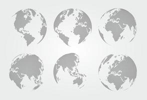 Set of world map  Dotted style  Vector