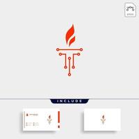 Initial T Torch Logo Template Vector Design