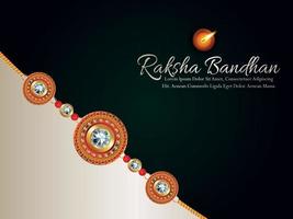 Happy rakhi indian festival celebration greeting card with gold rakhi vector