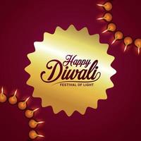 Happy diwali celebration greeting card with vector illustration