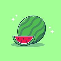 Water Melon Fruit and slice of watermelon fruit Vector Illustration