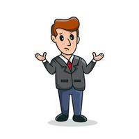 Business Man Cartoon character standing with confused face and poses vector