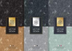 Vector set packaging templates black golden labels and frames for luxury products in trendy linear style
