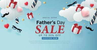 Happy Fathers Day Sale banner background template vector