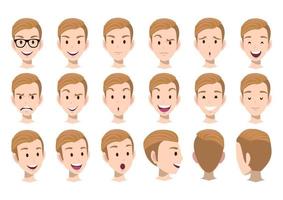 Cartoon character with man head vector set flat vector