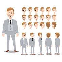 Cartoon character with business man in suit for animation flat vector illustration