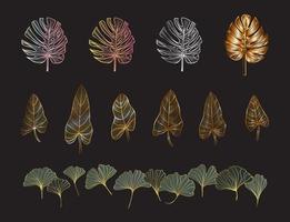 Ilustración de vector de colección de vector de elemento de arte de pared botánica