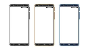 Set realistic metal smartphone vector