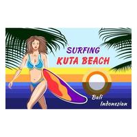 Surfing Girl print shirt vector