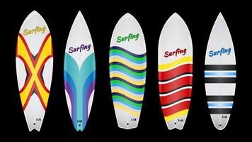 Set Realistic Surfboard isolated vector