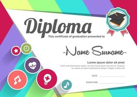 Diploma template for kids vector