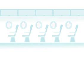 Dibujos animados de pasajeros de jet en el vuelo del asiento o línea de asientos de aviones en vector de icono plano de cabina